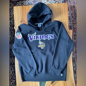 Vintage Vikings Black NFL Hoodie Russel Medium